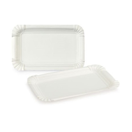 Assiette rectangulaire en carton blanc 10X16 cm