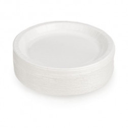 Assiette ronde en carton blanc 15 cm