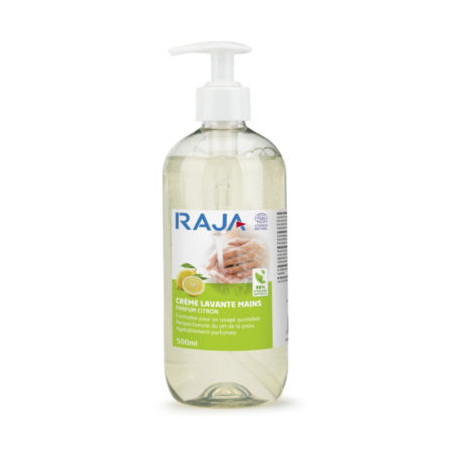 Crème lavante éco-responsable en flacon RAJA parfum citron 500 ml