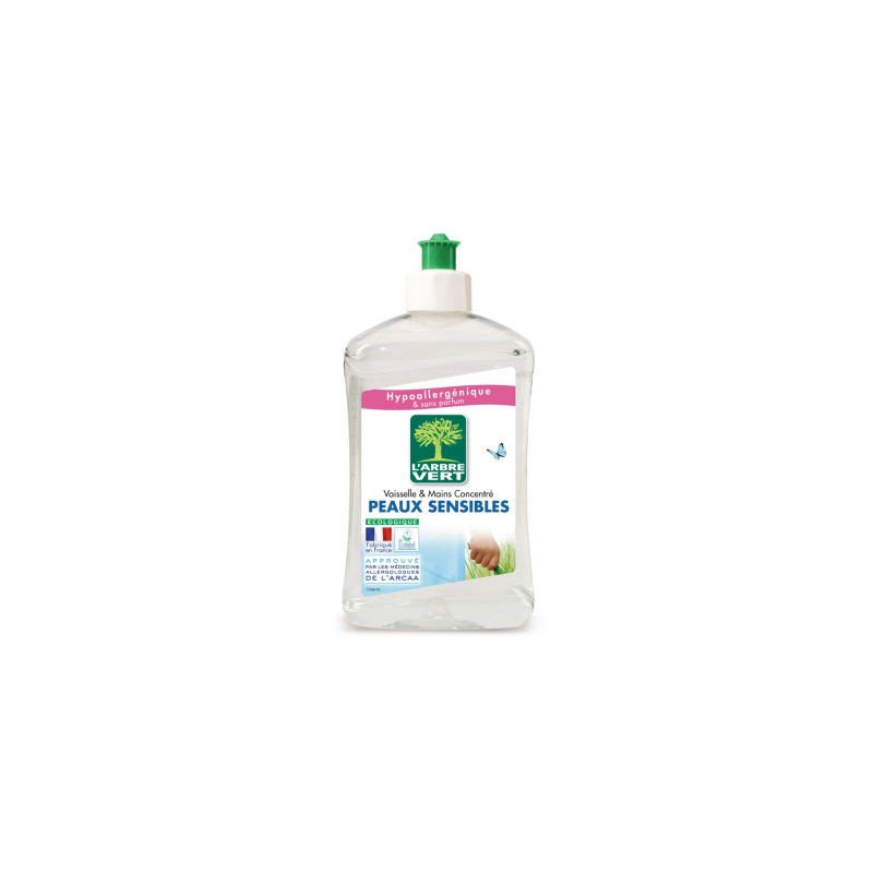 Liquide vaisselle main peaux sensibles 500 ml L'ARBRE VERT