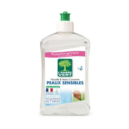 Liquide vaisselle main peaux sensibles 500 ml L'ARBRE VERT