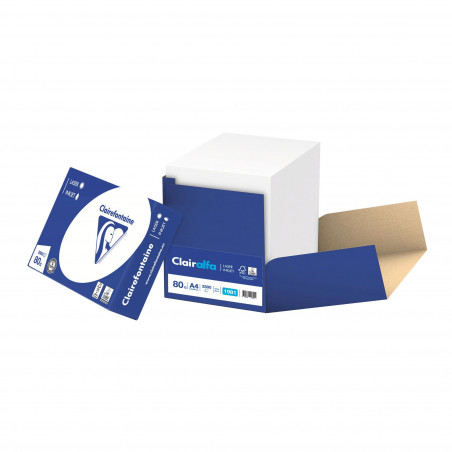 PAPIER A4 BLANC 80 G CLAIREFONTAINE CLAIRALFA - BOÎTE DE 2500 FEUILLES