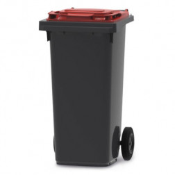 Conteneur 2 roues gris/rouge 120 litres