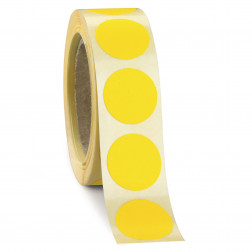 Pastille adhésive amovible en rouleau jaune 20 mm