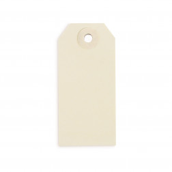 Étiquette américaine cartonnée beige avec attache métallique 80x38 mm