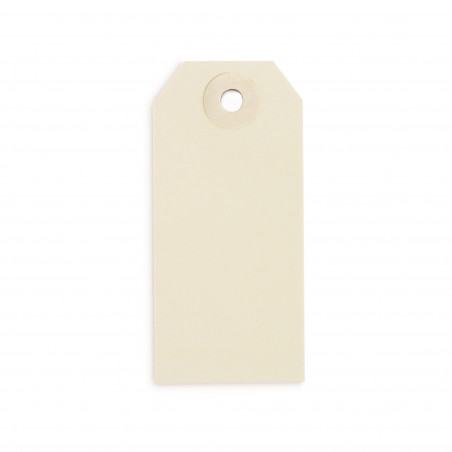 Étiquette américaine cartonnée beige avec attache métallique 80x38 mm