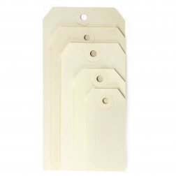 Étiquette américaine cartonnée beige avec attache métallique 90x44 mm