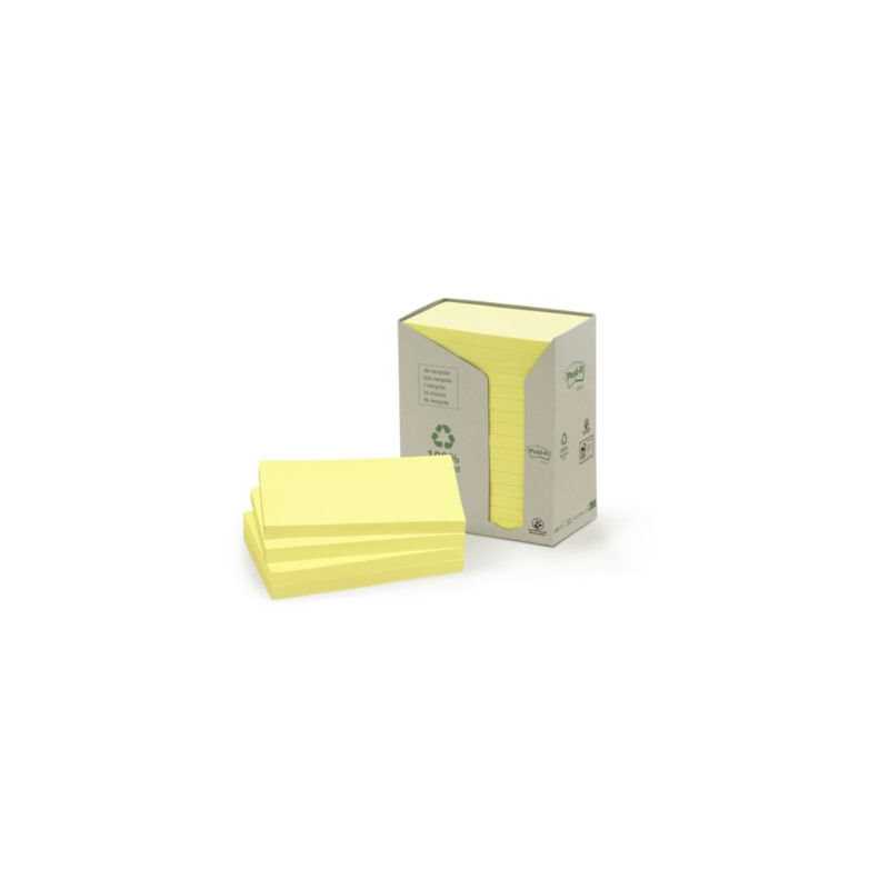 Notes recyclées Post-it® 76 x 127 mm jaune