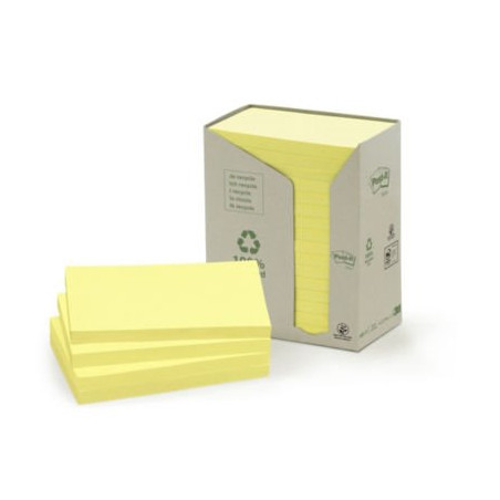 Notes recyclées Post-it® 76 x 127 mm jaune