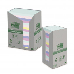 Notes recyclées Post-it® 76 x 76 mm assorties