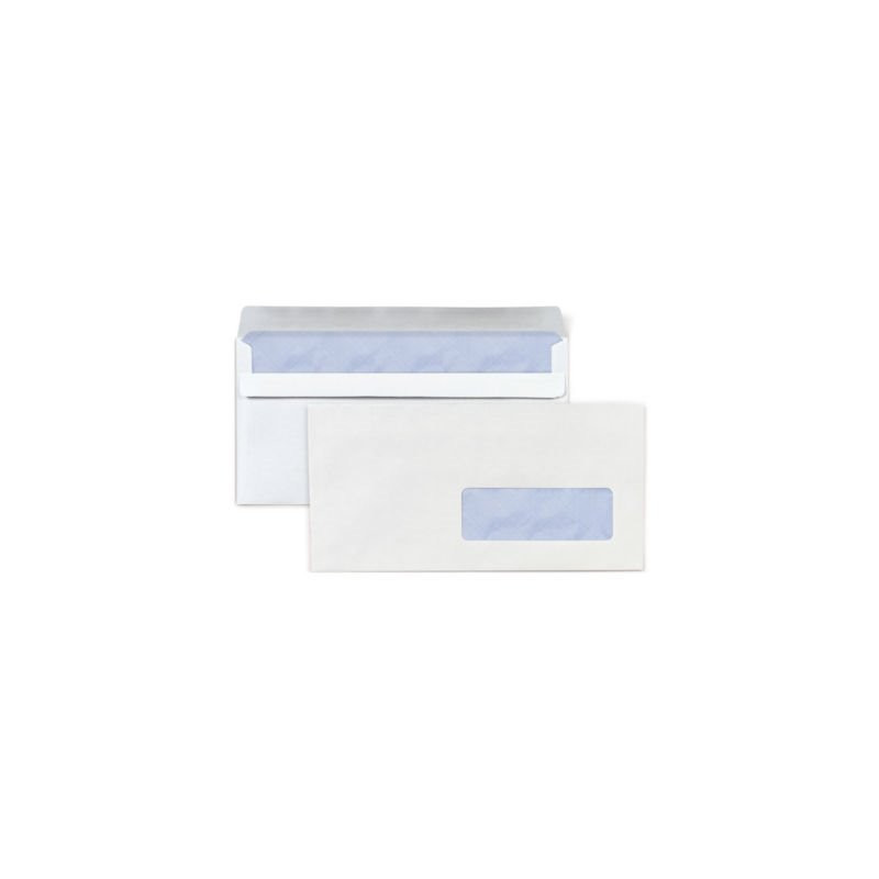 Enveloppe commerciale vélin blanc autocollante avec fenêtre 80g/m² DL - 110x220 mm 