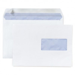 Enveloppe commerciale vélin blanc autocollante avec fenêtre 80g/m² C5 - 162x229 mm