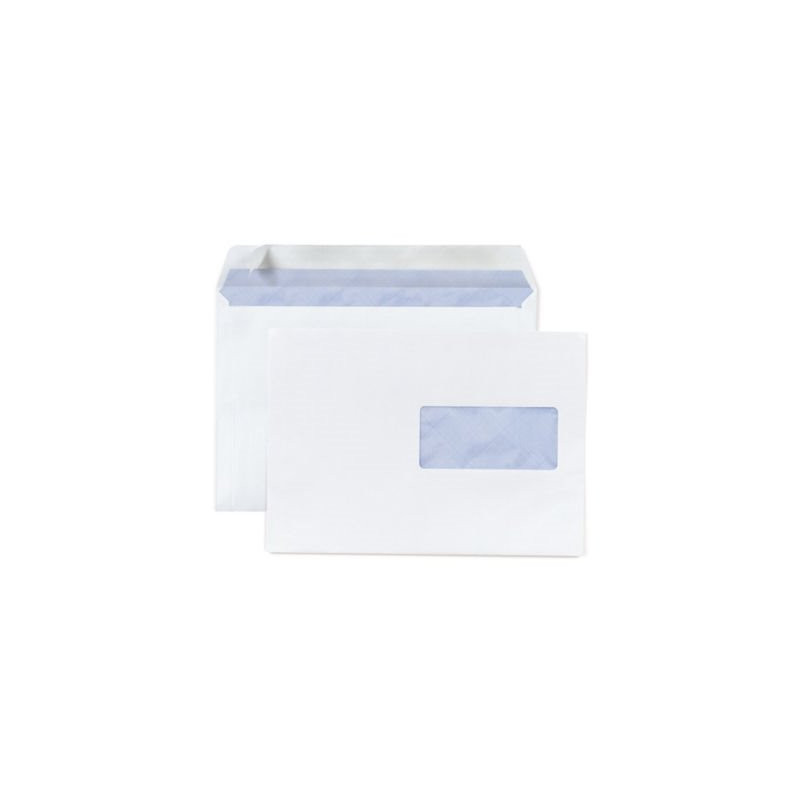 Enveloppe commerciale vélin blanc autocollante avec fenêtre 80g/m² C5 - 162x229 mm