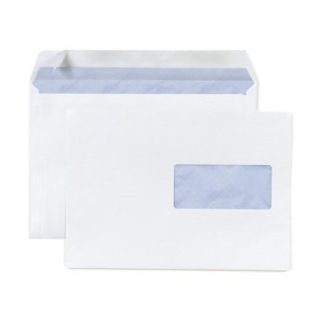 Enveloppe commerciale vélin blanc autocollante avec fenêtre 80g/m² C5 - 162x229 mm