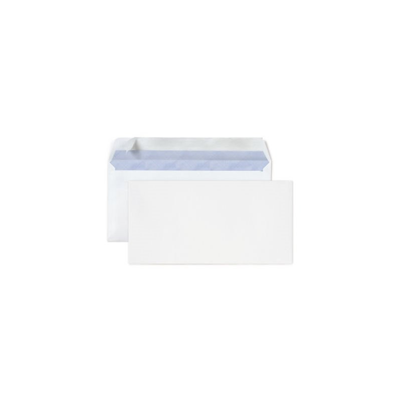 Enveloppe commerciale vélin blanc autocollante sans fenêtre 80 g/m² DL - 110x220 mm