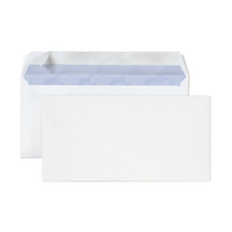 Enveloppe commerciale vélin blanc autocollante sans fenêtre 80 g/m² DL - 110x220 mm