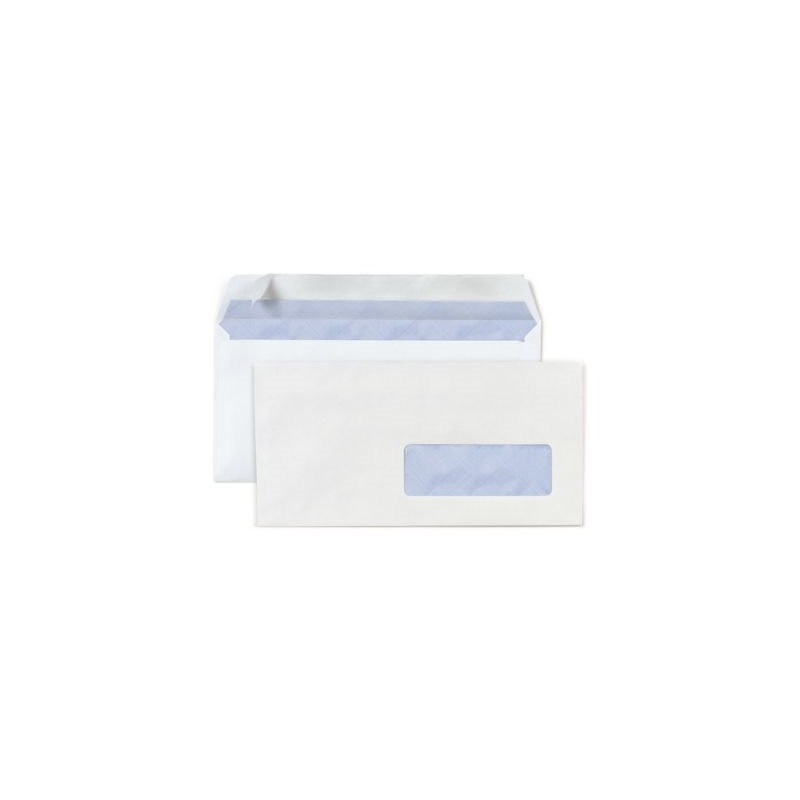 Enveloppe commerciale vélin blanc autocollante avec fenêtre 80g/m² DL - 110x220 mm