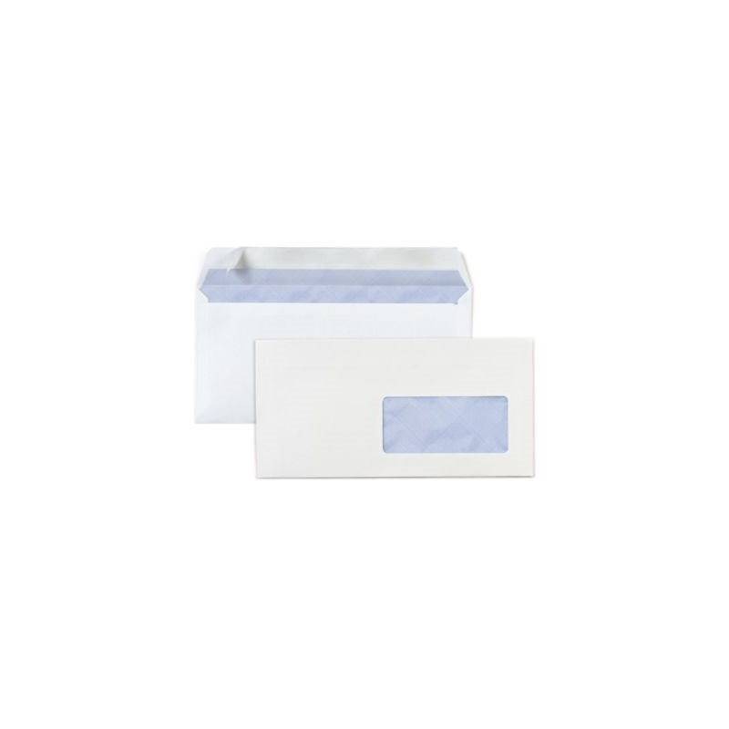 Enveloppe commerciale vélin blanc autocollante avec fenêtre 80g/m² DL - 110x220 mm