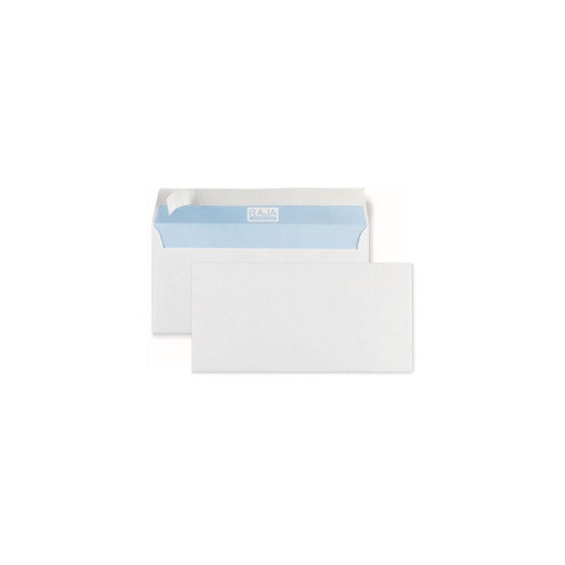 Enveloppe commerciale vélin extra-blanc autocollante sans fenêtre 80 g/m² DL - 110x220 mm RAJA