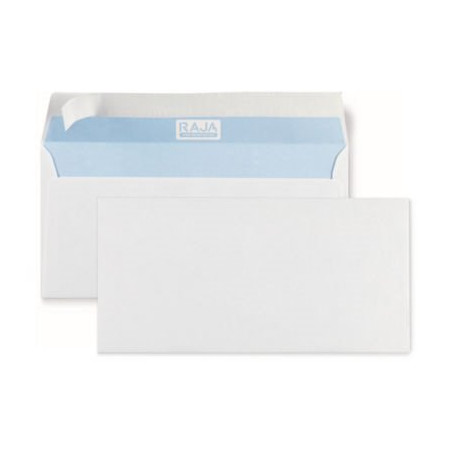 Enveloppe commerciale vélin extra-blanc autocollante sans fenêtre 80 g/m² DL - 110x220 mm RAJA