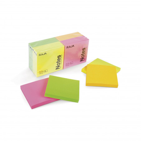 Notes repositionnables RAJA coloris assortis 76 x 76 mm 100 feuilles