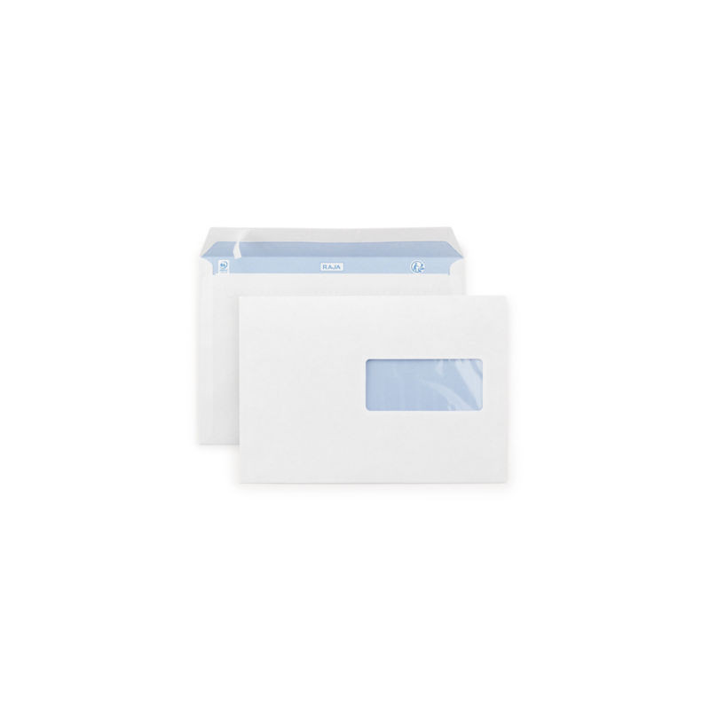 Enveloppe commerciale blanche qualité 90 g/m² RAJA avec fenêtre C5 - 162 x 229 mm