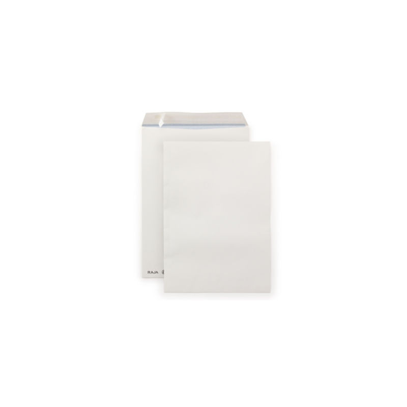 Pochette blanche recyclée à fermeture adhésive RAJA sans fenêtre C4 - 229 x 324 mm