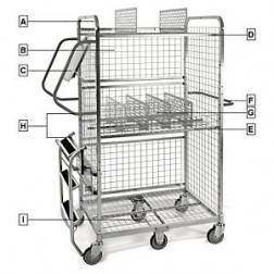 Étagère avec panier pour chariot de préparation