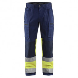 Pantalon artisan haute-visibilité stretch BLAKLADER Marine Jaune fluo 38