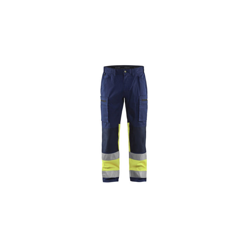 Pantalon artisan haute-visibilité stretch BLAKLADER Marine Jaune fluo 38