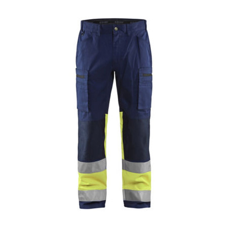 Pantalon artisan haute-visibilité stretch BLAKLADER Marine Jaune fluo 38