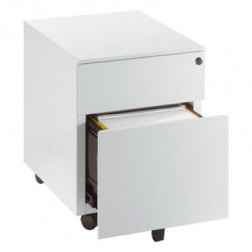 CAISSON METAL 2 TIROIRS BLANC