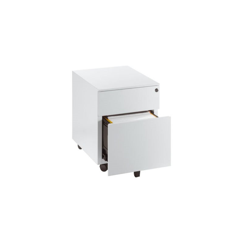 CAISSON METAL 2 TIROIRS BLANC