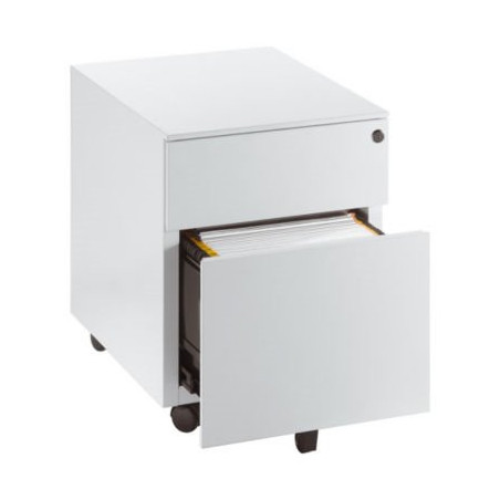 CAISSON METAL 2 TIROIRS BLANC