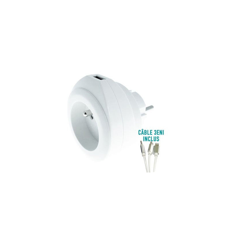 CHARGEUR WATT&CO  USB 2.4A + 16A BLANC