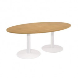 TABLE OVALE NF HETRE/PIEDS TULIPE BLANC