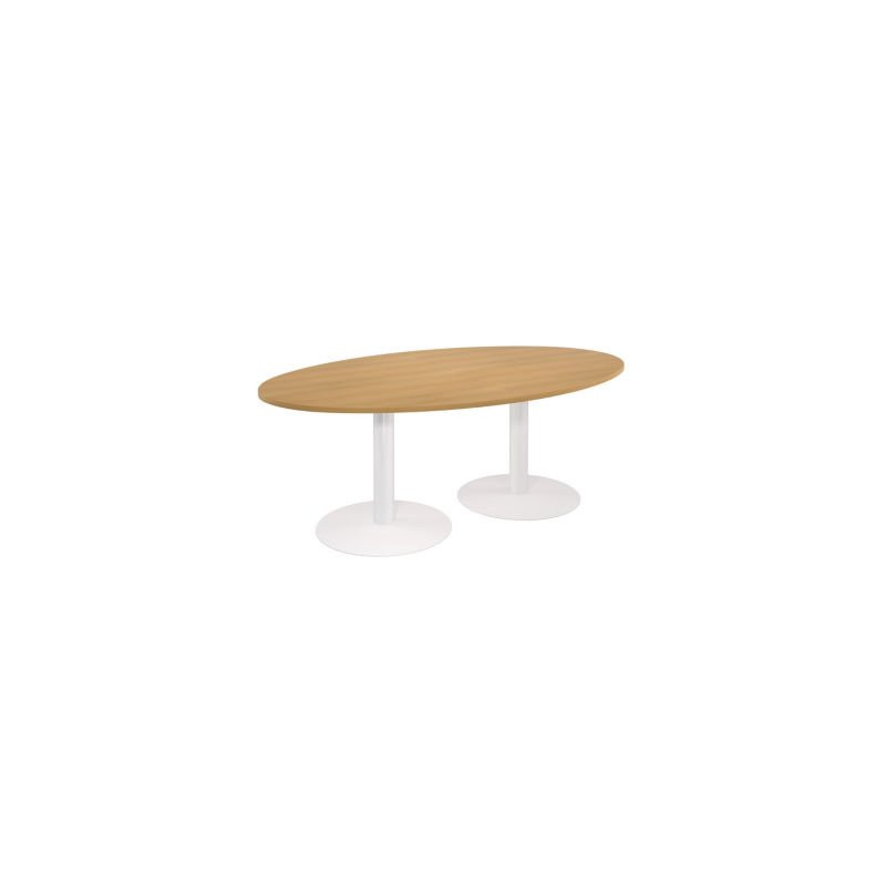 TABLE OVALE NF HETRE/PIEDS TULIPE BLANC