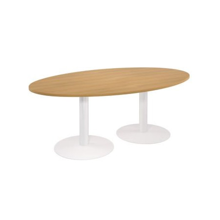 TABLE OVALE NF HETRE/PIEDS TULIPE BLANC